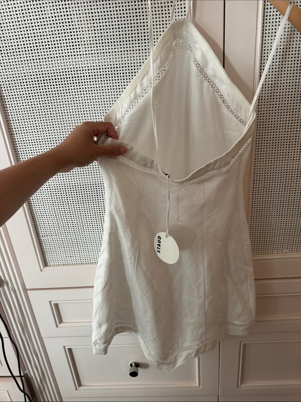 STAUD White Linen Mini Dress NWT - Picture 2 of 3